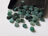 Natural Loose Emerald Plain Smooth Round Flat Back Cabochons 6mm Emerald, 10 Pcs