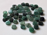 Natural Loose Emerald Plain Smooth Round Flat Back Cabochons 6mm Emerald, 10 Pcs