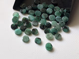 Natural Loose Emerald Plain Smooth Round Flat Back Cabochons 6mm Emerald, 10 Pcs