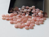 Pink Opal Cabochons, Natural Loose Pink Opal Plain Smooth Round Flat Back