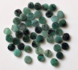 Natural Loose Emerald Plain Smooth Round Flat Back Cabochons 6mm Emerald, 10 Pcs