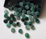 Natural Loose Emerald Plain Smooth Round Flat Back Cabochons 6mm Emerald, 10 Pcs