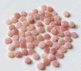 Pink Opal Cabochons, Natural Loose Pink Opal Plain Smooth Round Flat Back