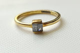 Baguette Diamond Ring 925 Silver with Gold Polish Solid Stackable Promise Ring