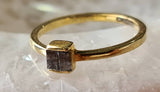 Baguette Diamond Ring 925 Silver with Gold Polish Solid Stackable Promise Ring