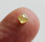 Yellow Cushion Cut Diamond, 0.30 Cts Flat Back Diamond Cabochon For Engagement