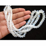 7mm White Rainbow Moonstone Faceted Rondelle, White Rainbow Faceted Rondelles