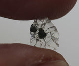 Salt And Pepper Diamond Slice, One Of A Kind Faceted Clear Diamond Slice