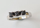 Raw Diamond Ring in 925 Silver, Black Diamond Ring, Solid Stackable Ring