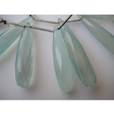 20-22 mm Aqua Chalcedony Faceted Drop, Blue Chalcedony Briolette Beads, Aqua