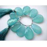 20x30 mm Each Aqua Chalcedony Faceted Pear, Blue Chalcedony Briolette Bead, Blue