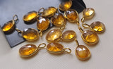 Citrine Faceted Free Form Shape Connectors, Single Loop 925 Silver for Jewelry