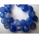 11 mm Blue Chalcedony Faceted Heart, Chalcedony Briolette Bead, Heart Briolettes