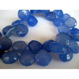 11 mm Blue Chalcedony Faceted Heart, Chalcedony Briolette Bead, Heart Briolettes