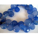 8-10 mm Blue Chalcedony Faceted Heart Beads, Blue Chalcedony Briolettes Beads
