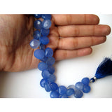 11 mm Blue Chalcedony Faceted Heart, Chalcedony Briolette Bead, Heart Briolettes