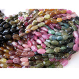 6mm Multi Tourmaline Plain Oval Bead, Tourmaline Gemstone, Multi Tourmaline Bead