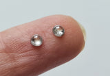 Salt And Pepper Round Polished Diamond Cabochon, Matched Pair Plain Flat Back