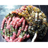 5mm Multi Tourmaline Beads, Natural Multi Tourmaline Square Heishi Beads, Multi