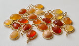 Mexican Fire Opal Faceted Free Form Shape Connectors, Single Loop 925 Silver