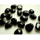 10x13mm-13x15mm Black Onyx RoseCut Cabochon, Black Onyx Faceted Flat Cabochons