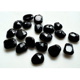 10x13mm-13x15mm Black Onyx RoseCut Cabochon, Black Onyx Faceted Flat Cabochons