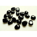 10x13mm-13x15mm Black Onyx RoseCut Cabochon, Black Onyx Faceted Flat Cabochons