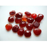 12-15mm Red Chalcedony Rose Cut Flat Cabochons, Red Chalcedony Faceted Cabochon