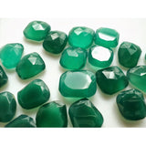 11x12mm-12x15mm Green Onyx Rose Cut Cabochons, Green Onyx Faceted Cabochons