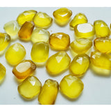 11-16mm Yellow Chalcedony Rose Cut Cabochons, Yellow Chalcedony Faceted Cabochon