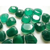 11x12mm-12x15mm Green Onyx Rose Cut Cabochons, Green Onyx Faceted Cabochons