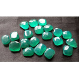 11x12mm-12x15mm Green Onyx Rose Cut Cabochons, Green Onyx Faceted Cabochons