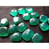 11x12mm-12x15mm Green Onyx Rose Cut Cabochons, Green Onyx Faceted Cabochons