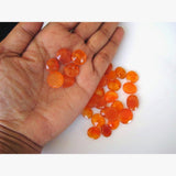 9-10mm Orange Carnelian Rose Cut Cabochons, Carnelian Faceted Cabochons