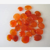 9-10mm Orange Carnelian Rose Cut Cabochons, Carnelian Faceted Cabochons