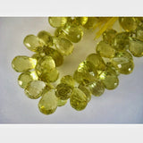 8x11-9x14 mm Lemon Quartz Micro Faceted Tear Drop Shaped Briolettes, Lemon