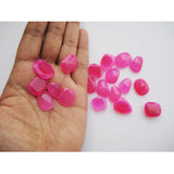 12-18mm Hot Pink Chalcedony Rose Cut Flat Cabochons, Chalcedony Faceted