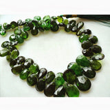 4x6mm-7x9mm Chrome Diopside Beads, Green Tourmaline, Faceted Pear Beads, Green