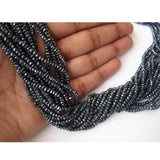 3mm Mystic Black Spinel Micro Faceted Rondelle Beads, 13 Inches Black Spinel
