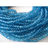 3-3.5mm Swiss Blue Topaz Coated Quartz Micro Faceted Rondelle, Blue Quartz Beads