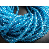 3-3.5mm Swiss Blue Topaz Coated Quartz Micro Faceted Rondelle, Blue Quartz Beads