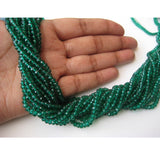 3.5-4 mm Emerald Green Coated Quartz Micro Faceted Rondelle, Green Quartz Beads