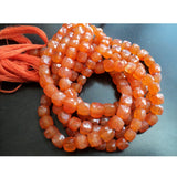 7 mm Carnelian Faceted Box Beads, Carnelian Faceted Cubes, Carnelian Cubes