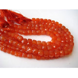 7 mm Carnelian Faceted Box Beads, Carnelian Faceted Cubes, Carnelian Cubes