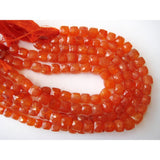 7 mm Carnelian Faceted Box Beads, Carnelian Faceted Cubes, Carnelian Cubes