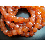 6 mm Carnelian Faceted Box Beads, Carnelian Faceted Cubes, Carnelian Cubes