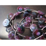 22-25 mm Solar Quartz Beads, Green & Pink Slices, Solar Quartz For Jewelry, Huge