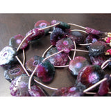 22-25 mm Solar Quartz Beads, Green & Pink Slices, Solar Quartz For Jewelry, Huge