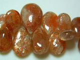 15x10 mm To 18x11 mm Each Sunstone Plain Pear Briolettes Pear Beads, 15 Pcs