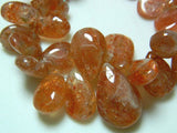 15x10 mm To 18x11 mm Each Sunstone Plain Pear Briolettes Pear Beads, 15 Pcs